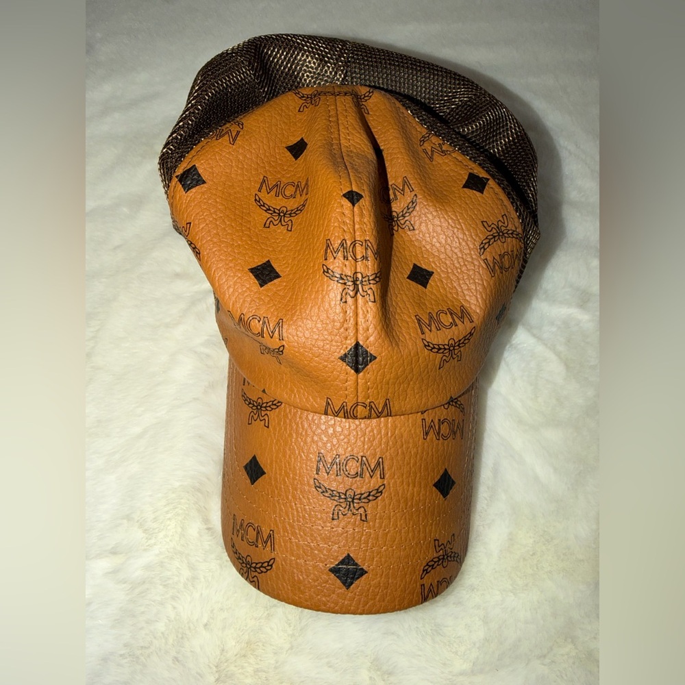 MCM Visetos Authentic Baseball Mesh Cap Hat Adjustable Monogram Logo Unisex